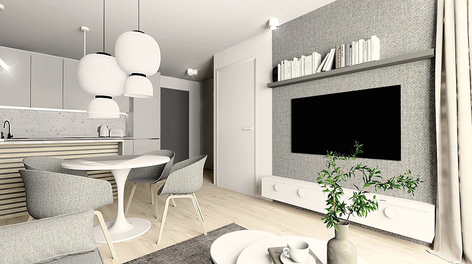 Kuchnia i salon – projekt i wizualizacja wnętrza Inter-Casa